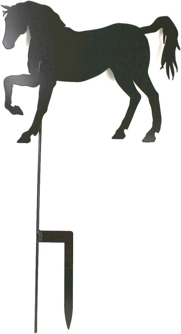 Pets and Farm Animals Metal Garden Landscape Stake (15" Wide Horse on Stake, Bronze Charcoal)
