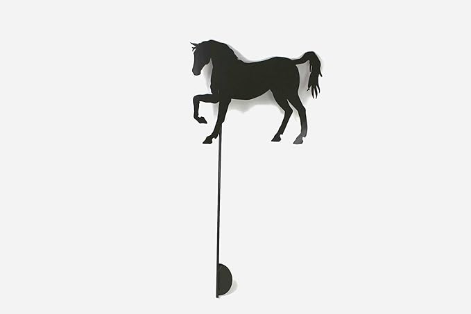 Pets and Farm Animals Metal Garden Landscape Stake (11.5" Wide Horse on Stake, Dark Gray)