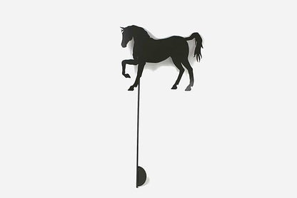 Pets and Farm Animals Metal Garden Landscape Stake (11.5" Wide Horse on Stake, Dark Gray)
