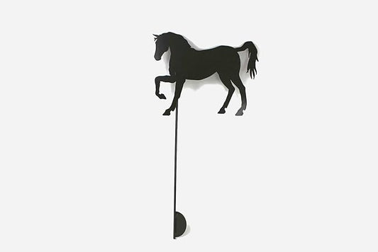 Pets and Farm Animals Metal Garden Landscape Stake (11.5" Wide Horse on Stake, Dark Gray)