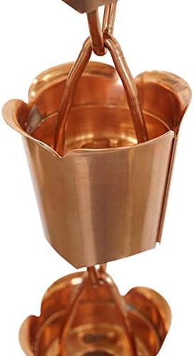MORIKUNI Made in Japan Authentic Traditional Rain Chain/Downspout/Made of Pure Copper/Available in 4 Styles, 5-16 ft/Optional Decorative Weight Available (Tulip, 11, Feet)