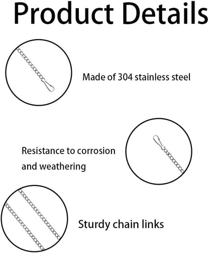 8 Pcs 20 Inch Stained Glass Window Hanging Chain, Stainless Steel Picture Hanging Chain with Hooks, Hangings Basket Chains for Suncatcher Crystals, Window Art, Outdoor, Walls, Gardens and Kitchens