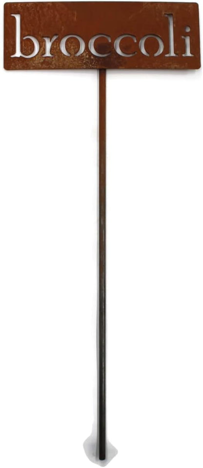 Classic Metal Garden Markers 19 Inches Tall (broccoli, Naturally Rusted)