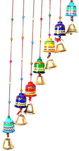 Craft Junction Handcrafted Bells Design Wood Windchime (18 inch, Multicolor)