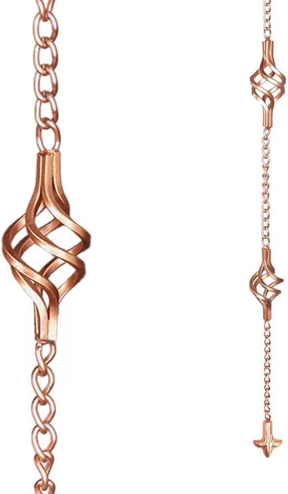 8.5FT Rain Chains with Spiral Bird Cage Rain Chain Cups, Rain Catcher for Gutters, Decorative Copper Rainwater Diverter Rain Chimes for Garden Decor,Replacement for Outside Gutter Downspouts in Spring