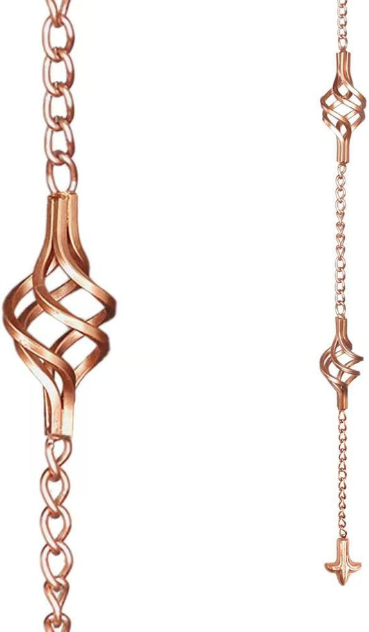 8.5FT Rain Chains with Spiral Bird Cage Rain Chain Cups, Rain Catcher for Gutters, Decorative Copper Rainwater Diverter Rain Chimes for Garden Decor,Replacement for Outside Gutter Downspouts in Spring