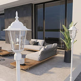 Outdoor Post Light - White Lantern with Clear Glass, E26 Socket