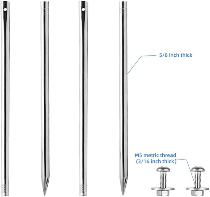 Kichwit 27.6“/2.3ft Metal Stakes for Yard Signs, 5/8 Inch Thick, Stainless Steel, Hardware Included