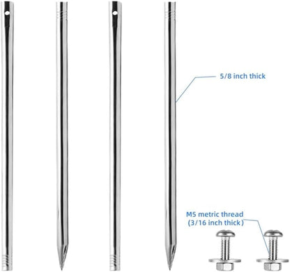 Kichwit 27.6“/2.3ft Metal Stakes for Yard Signs, 5/8 Inch Thick, Stainless Steel, Hardware Included