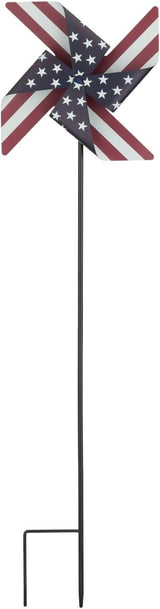 Regal Art & Gift Americana Pinwheel Spinner Stake, Patriotic Metal Wind Sculpture, Weather-Resistant Decorative Kinetic Yard Art for Outdoor Garden and Lawn – Stripe