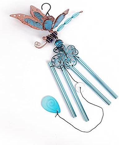 Luminous Dragonfly Butterfly Wind Chimes-Creative Hanging Glow in Dark Night Outdoor Windchimes Decoration for Home Garden Window Yard Patio (Dragonfly) Blue