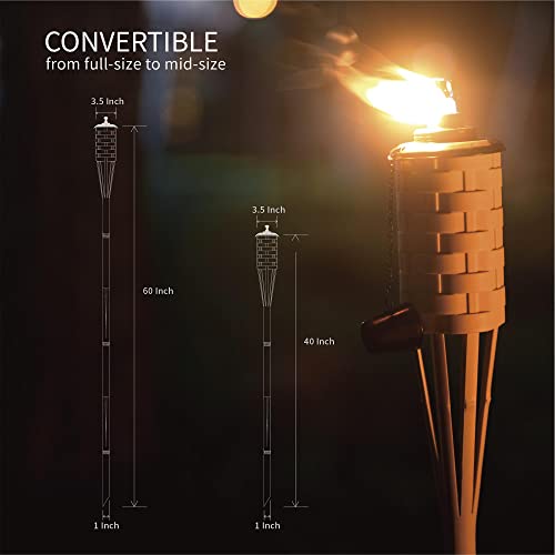 ONETHATCH Citronella Torches - Brown Bamboo 60" 4-Pack