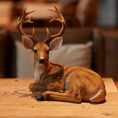 JHVYF Adorable Deer Statue Decor for Garden Yard Buck & Doe Lying Outdoor Sculptures for Home Decor 312