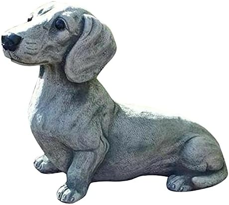 EatingBiting 6.7"x4.7" Resin Dog Dachshund Sculpture Garden Ornament Patio Figurine Outdoor Animal Statue,French Bulldog Statue Garden Decor Yard Lawn Resin Dog Sculpture
