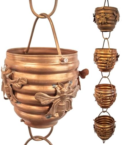Nutshell Stores Honeybee & Hive Copper Rain Chain - Copper - 19 Feet
