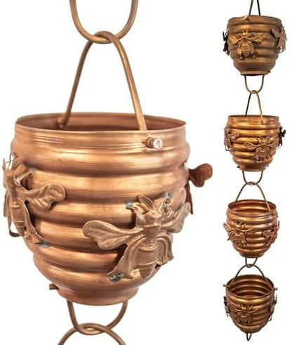 Nutshell Stores Honeybee & Hive Copper Rain Chain - Copper - 17 Feet