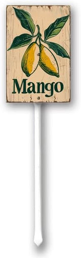 Uptell Vintage Aluminum Mango Fruit Signs Yard Sign with Stake for Garden Fruit Garden Label Stakes Plant Markers for Outdoor Plants Waterproof 7x8.8 inch