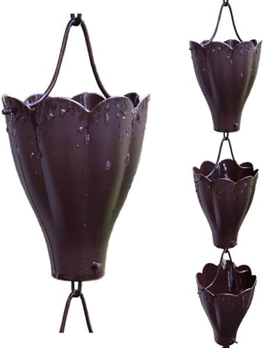 Nutshell Stores XL Scallop Cups Rain Chain - Bronze - 15 Feet