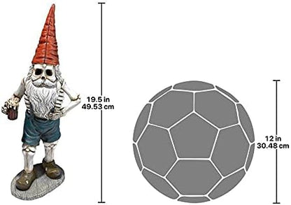 Design Toscano QM14017 Zombie Gnome - Bavarian Oktoberfest Skeleton Gnome Hans - Garden Gnome Statue,full color