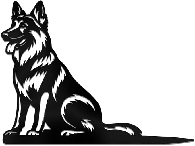 WADORN German Shepherd Metal Yard Art Decor, Dog Stainless Steel Outdoor Tree Silhouette Stake for Tree Yard Garden Patio Animal Outdoor Decor Gift for Housewarming Home Art Decor