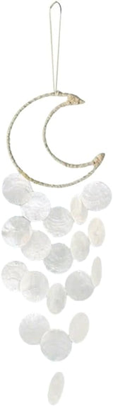 Wind Chimes for Outside,Handcrafted Capiz Shells Wind Chime for Indoor/Outdoors,Garden Decoration of Coastal Style,Great Gift for Shells Wind Chimes Lovers and More (White)