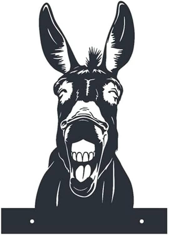 Outdoor Metal Art Funny Peeping Animal Statue Stakes Fence Landscape for Yard Garden Decor Animal Silhouette Ornaments (Donkey)