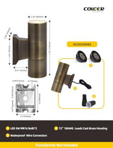 Solid Brass Outdoor Cylinder Wall Light - Bronze
