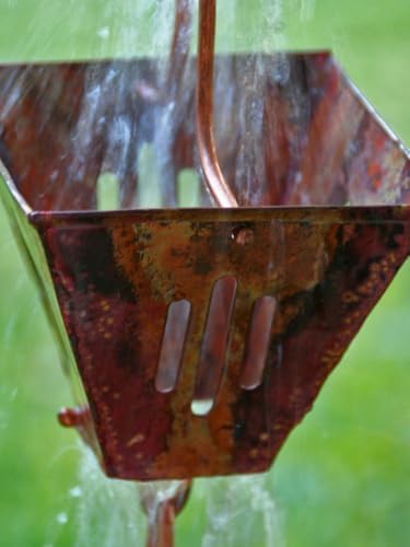 Nutshell Stores Slotted Square Cups Rain Chain - Copper - 9 Feet