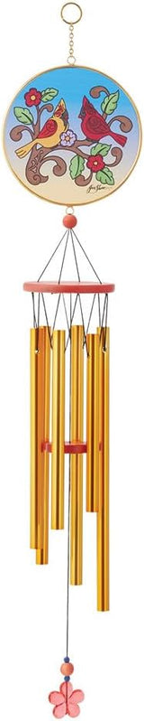 Enesco Jim Shore Heartwood Creek Cardinal Birds on Branches with Flowers Wind Chime - Decorative Hanging Metal Tube Wind Chimes Indoor Outdoor Patio Home Decor Windchime, 28 Inch