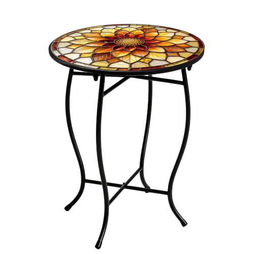 14" Outdoor Side Table, Rust Proof Small Metal Side Table for Balcony
