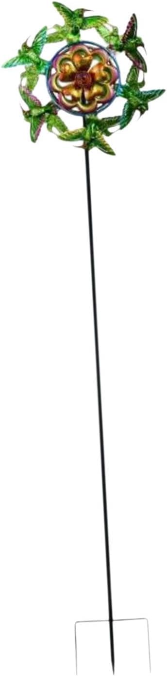 Generic Windmill Iron Art Statue Garden Yard Decoration Modern Outdoor Wind Sculptures with Garden Stake for Patio Backyard Lawn, Bird