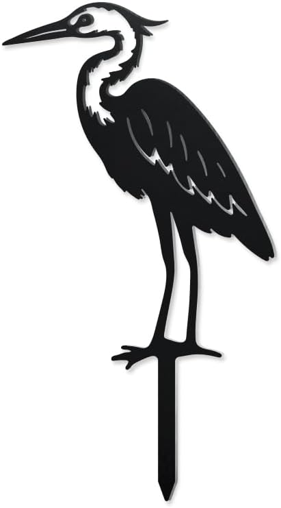 WADORN Heron Metal Decorative Garden Stakes, Funny Heron Metal Outdoor Statues Heron Garden Birds Statue Metal Bird Yard Art Sculpture Funny Bird Ornament Gifts for Garden Backyard Patio Walkways