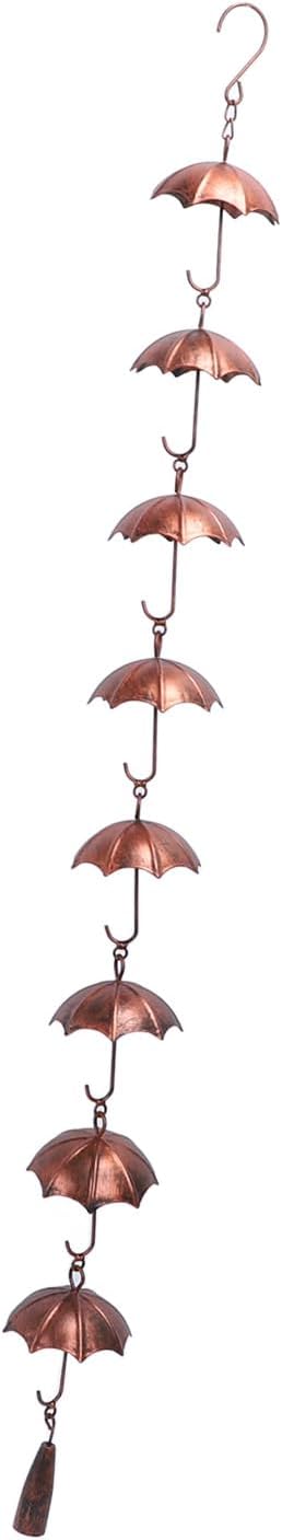 Alomejor Decorative Umbrella Rain Chain, 39.4 Inch Iron 8 Cup Bell for Home Garden Patio, Vintage Chain Decoration for Garden Decoration