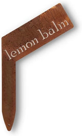 Planter Size Small Metal Garden Plant Vegetable Flower or Herb Markers 13.5 Inches Tall (lemon balm, Naturally Rusted)