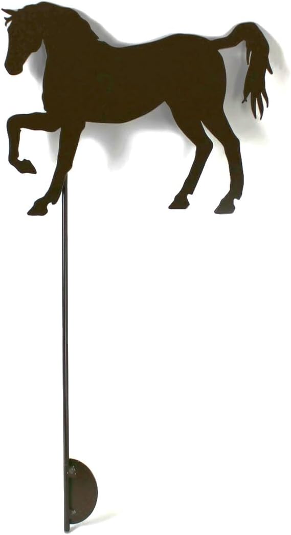 Pets and Farm Animals Metal Garden Landscape Stake (11.5" Wide Horse on Stake, Gloss Brown)