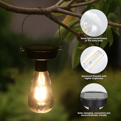 ELUTENG Solar Hanging Light Tops - 4 Pack with Bulbs, 3.15"
