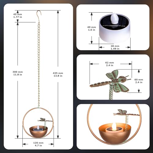 Dragonfly Solar Hanging Lantern - Flickering Flame