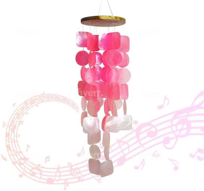 Capiz Shell Wind Chimes - with Clear & Melodious Sound -Handmade Sturdy Wood Wind Chimes Provides Comfortable and Pleasant Ambiance State Every Day, (Pink)