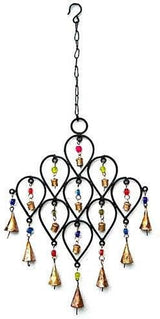Iron Drop Windchime Bells Bead Recycled Metal Rustic Garden Decor Indoor Outdoor