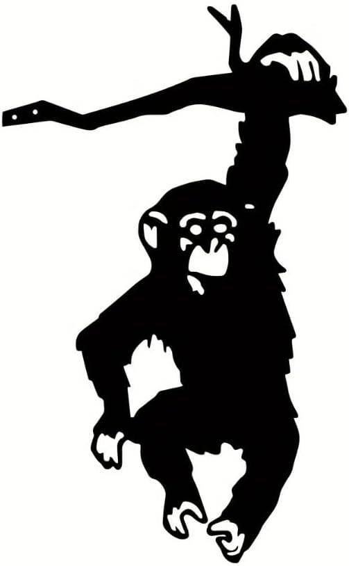 FJXQTCXD Hanging Monkey Tree Stump Plug-in Art Silhouette Metal Wall Art Home Garden Yard Patio Outdoor Statue, Yard Art Decor