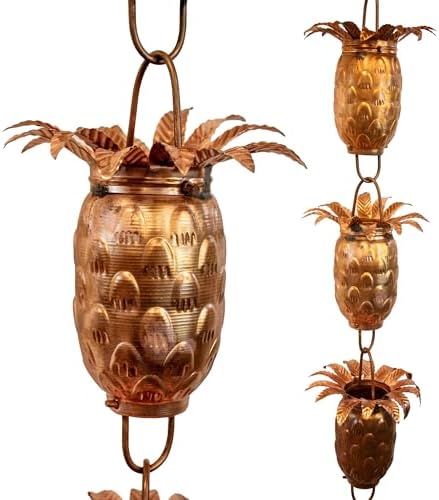 Nutshell Stores Pineapple Theme Copper Rain Chain - Copper - 18 Feet