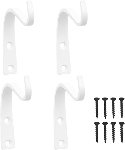 4 Inch Cast Iron Plant Hook – White Wall Mounted Plant Hanger Bracket for Hanging Baskets, Lanterns or Wind Chimes – Heavy-Duty Hook with Screws Included