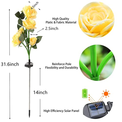 Solar Flower Lights - Yellow Roses, 2 Pack