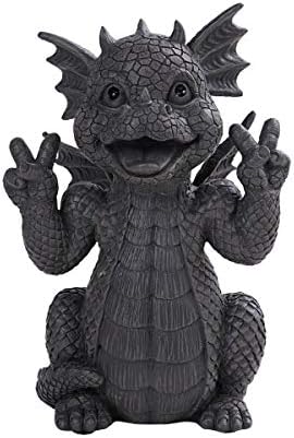 Pacific Giftware PT Garden Dragon Peace Victory Hands Dragon Garden Display Decorative Accent Sculpture Stone Finish 10 Inch Tall