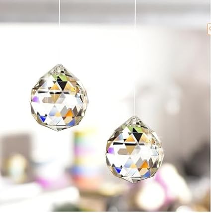JIHUI Clear Glass Crystal Ball Prism Pendant Suncatcher 40 mm