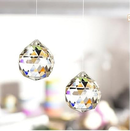JIHUI Clear Glass Crystal Ball Prism Pendant Suncatcher 40 mm