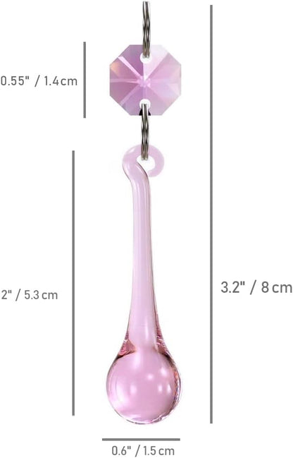 12pcs Raindrop Crystal Chandelier Prisms Parts, 53mm Hanging Crystals Beads for Chandeliers, Home Decoration (Pink)