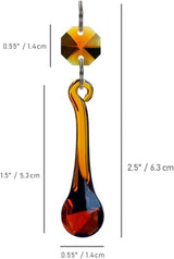 12pcs Raindrop Crystal Chandelier Parts, 53mm Hanging Crystals Glass Beads for Window, Curtain Decoration (Amber)