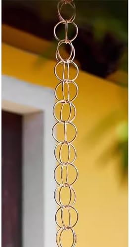 Decorative Rain Chains Waterfall, Copper Rain Gutter Chain Downspout Catcher, 5ft 6ft 7ft 8ft 9ft Decorative Rain Chain for Porch Patio Deck Garden, Outside Divert Water Chains (3.2m/10.5 ft)