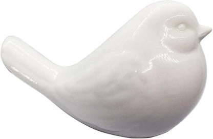 New White Bird Figurine, Ceramic Chubby Bird Figure Cottage Animal Bird Statue Decorations for Home Garden Decor Accents
